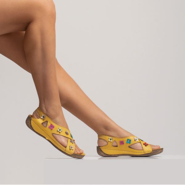 Alanis Kadın Deri Sandalet Sarı