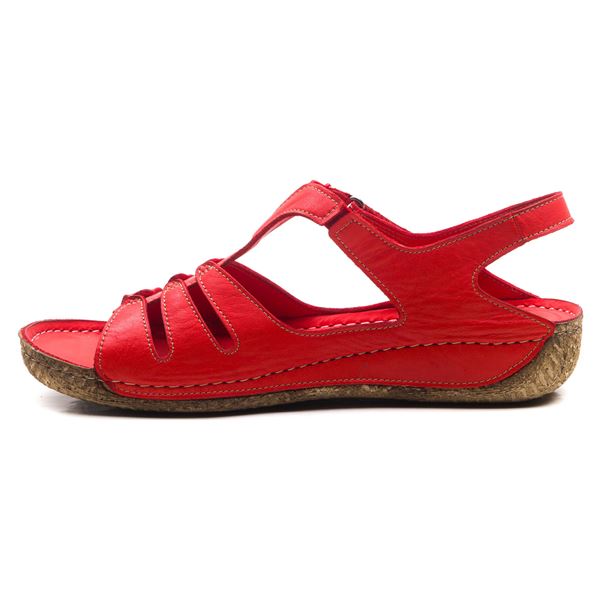 Angelo Kadın Deri Sandalet Kırmızı