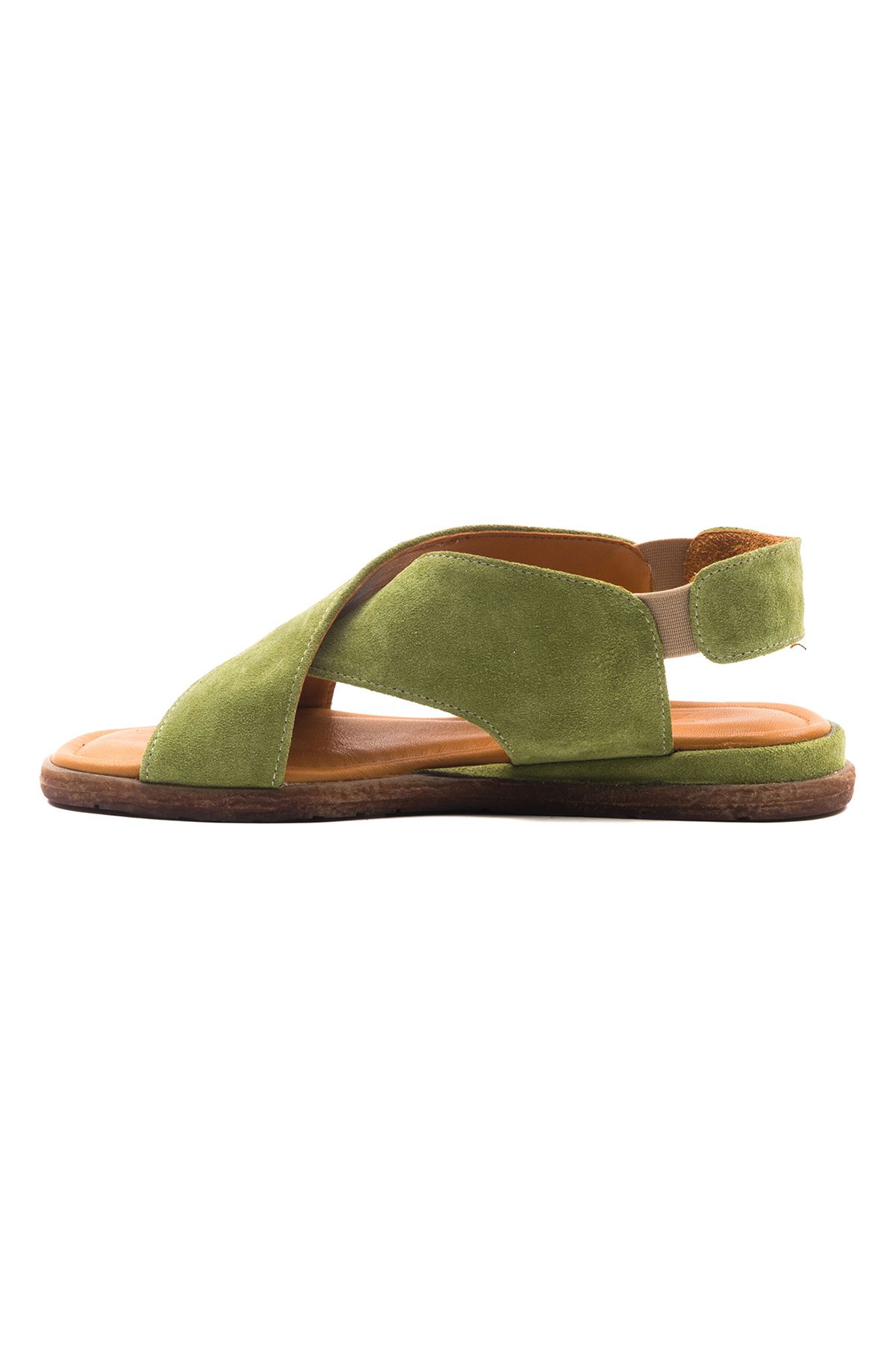 Azzare Kadın Sandalet Yeşil Süet 