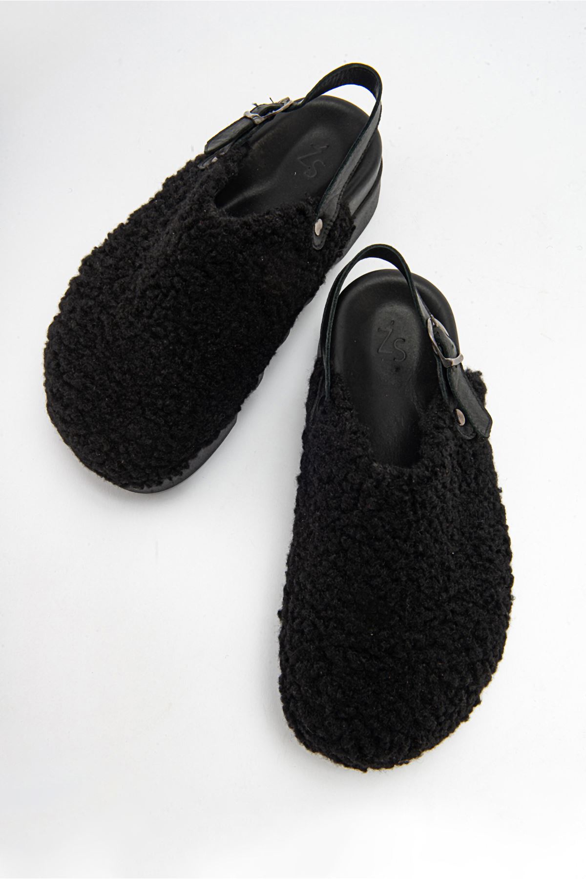 Baldin Kadın Kürklü Sandalet Siyah 