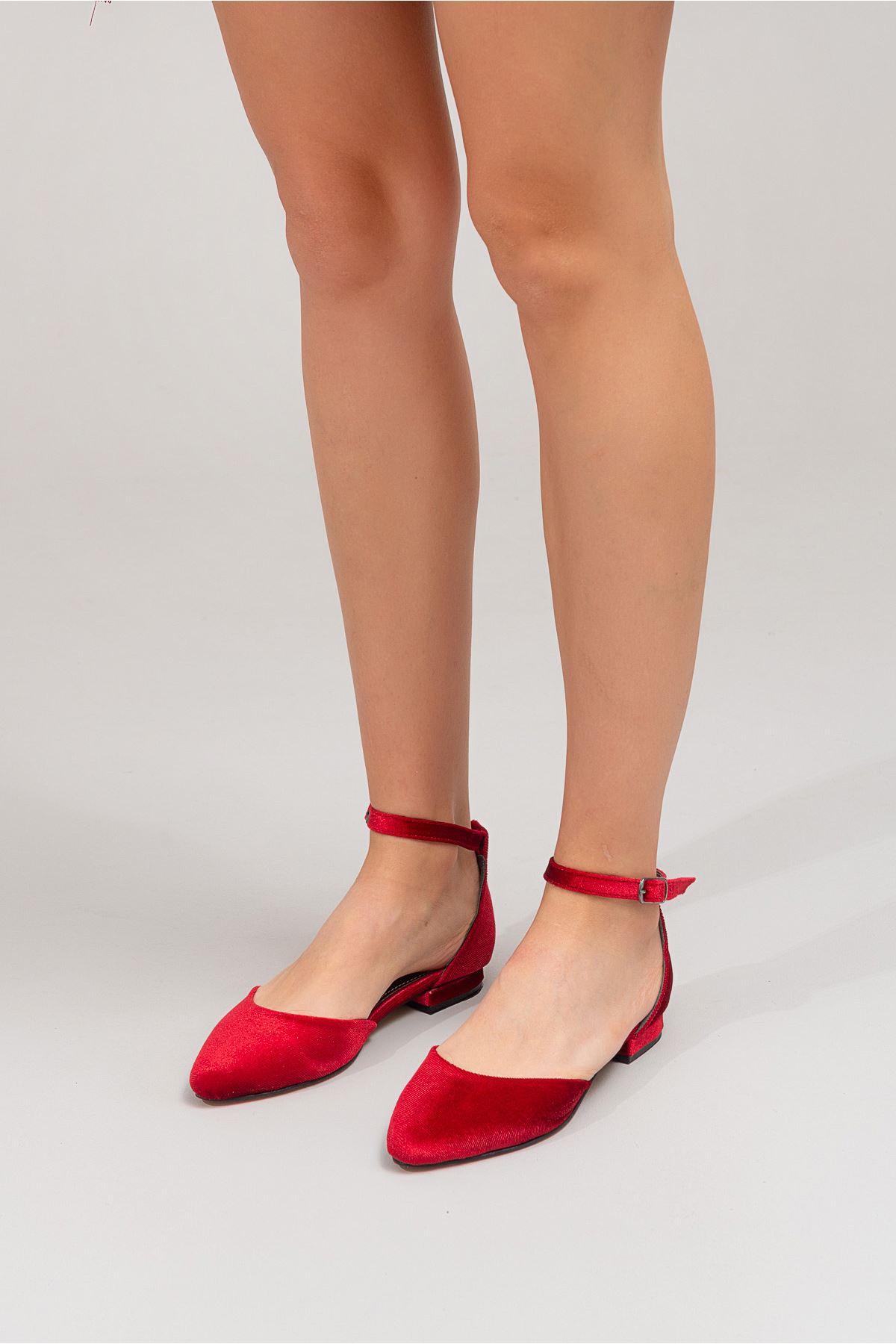 Alize Kadın Ayakkabı Kırmızı Kadife 