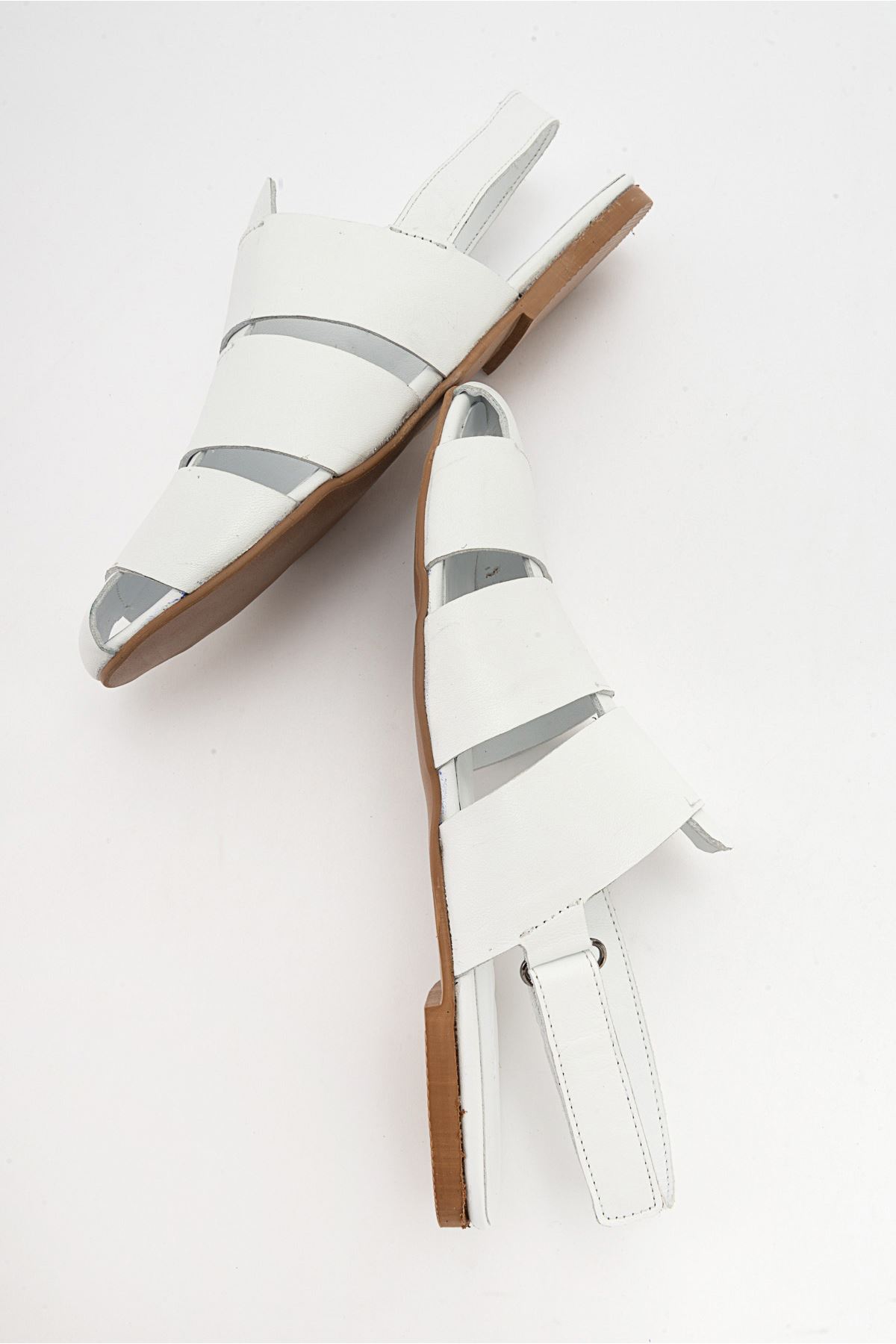 Alpinio Kadın Deri Sandalet Beyaz